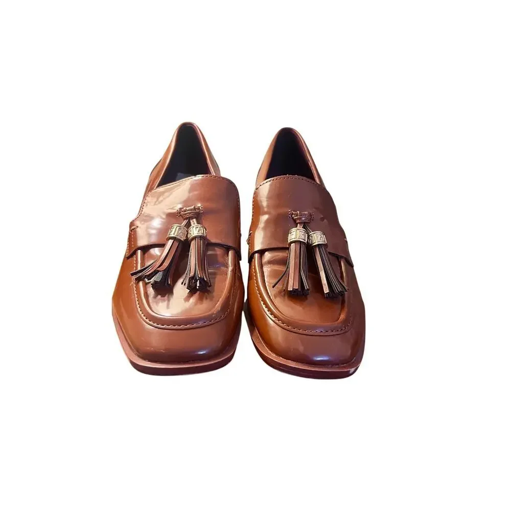 Franco Sarto L Donna Brown Tassel Loafers Block Heel Dress Shoes Women’s 7